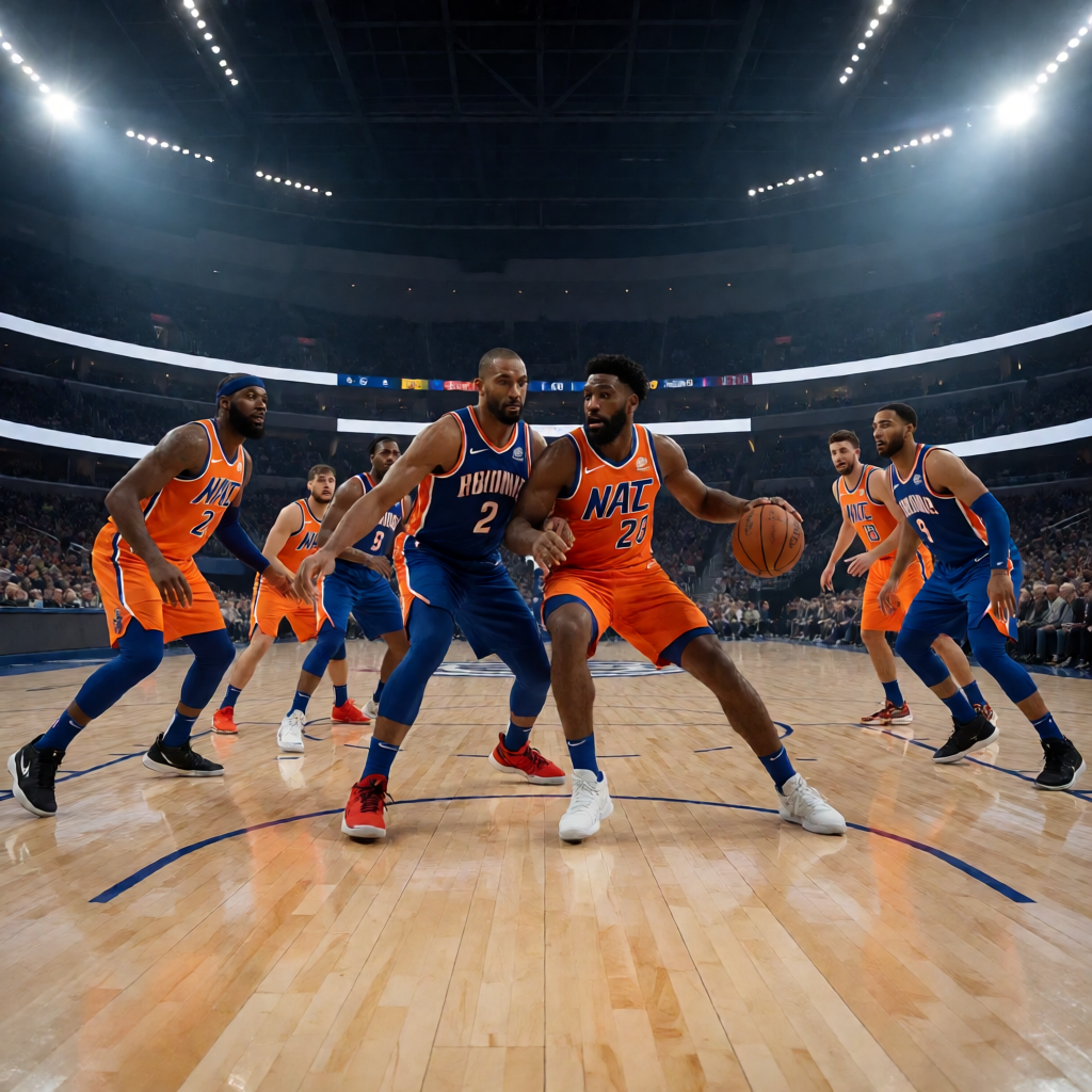 篮球全明星赛现场，NBA球星们在球场竞技