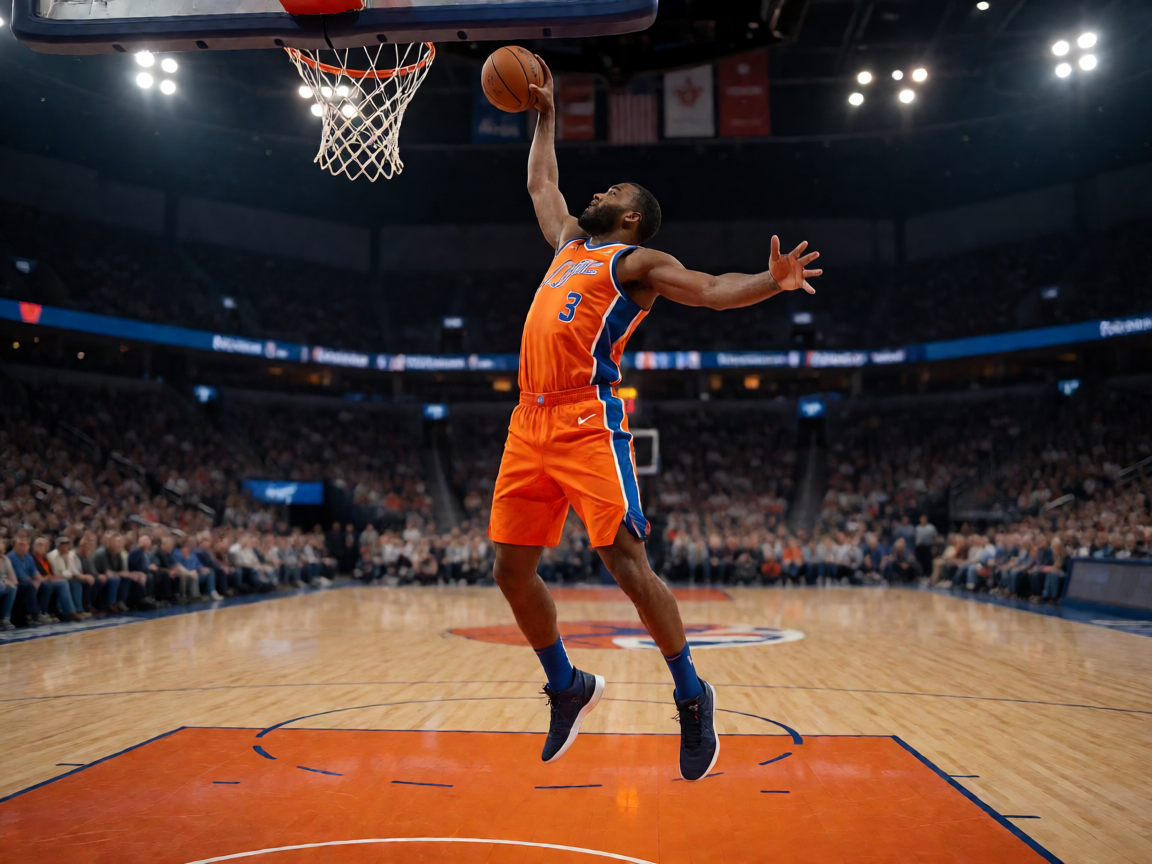 篮球NBA比赛现场，球员在球场上竞技拼搏